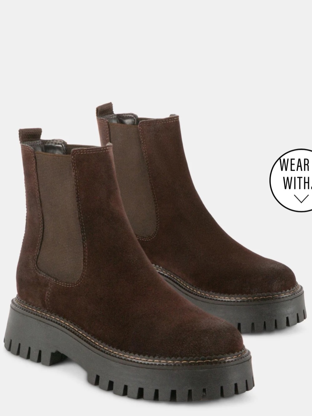 Steve Madden Amie Brown Suede Chunky Chelsea Booties